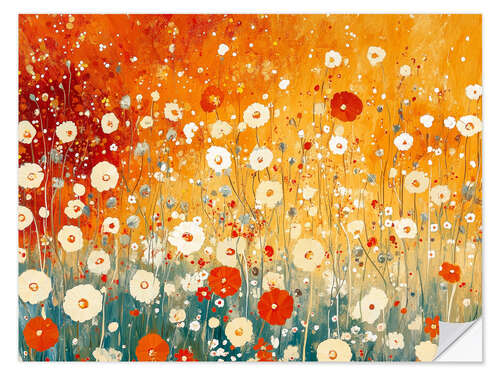 Sticker mural Red and white poppies