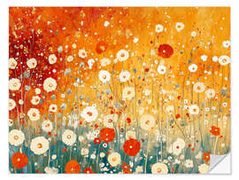 Sticker mural Red and white poppies
