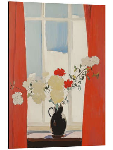 Quadro em alumínio Red curtains