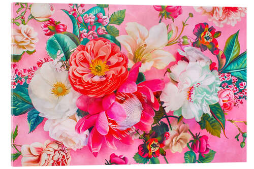 Acrylglasbild Pastell-Retro-Blumenromantik