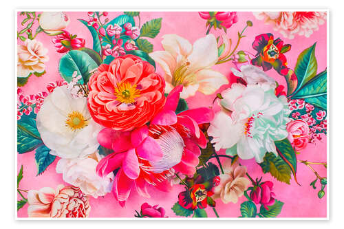 Poster Lush Pastel Retro Flower Romance
