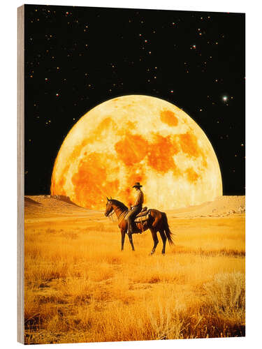Hout print Lunar Cowboy