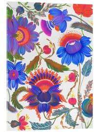 Acrylglasbild Romantischer Garten mit blauen Blumen - Tetiana Savchenko