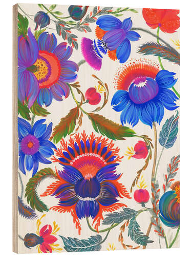 Cuadro de madera Romantic garden with blue flowers
