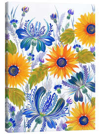 Lienzo Cornflowers and Sunflowers in Petrykivka Style