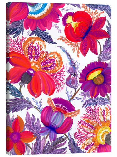 Canvas print Romantic garden with red flowers