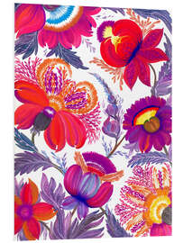 Hartschaumbild Romantischer Garten mit roten Blumen