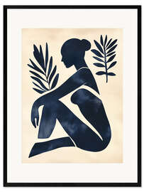 Kehystetty taidepainatus Minimalist Abstract Woman in Blue