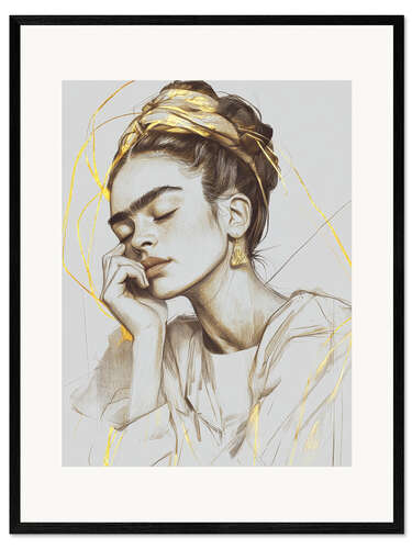 Ingelijste kunstdruk Dreamy Frida Kahlo