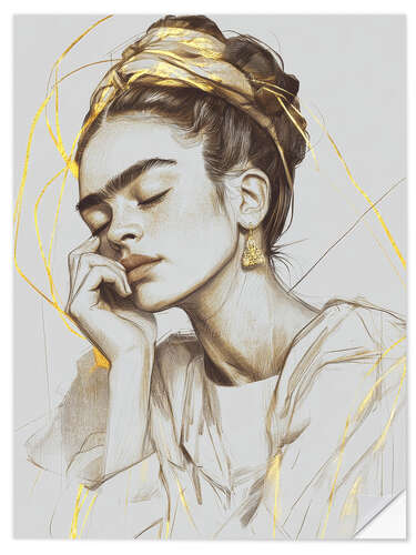 Selvklebende plakat Dreamy Frida Kahlo