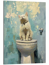 Obraz na aluminium White cat on toilet