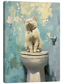 Quadro em tela White cat on toilet