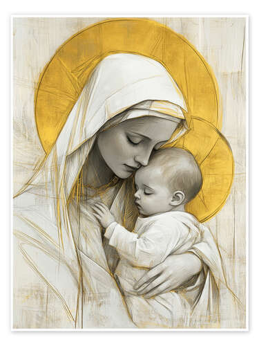 Poster Saint Mary and baby Jesus