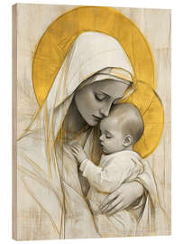 Wood print Saint Mary and baby Jesus - DejaReve