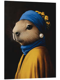 Magnettafel Capybara mit Perlenohrringen