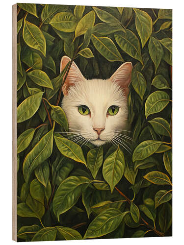 Trebilde White cat hiding in green leaves