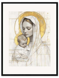 Impresión de arte enmarcada Saint Mary holding baby Jesus