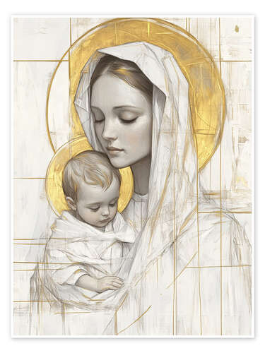 Poster Saint Mary holding baby Jesus