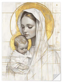 Sticker mural Saint Mary holding baby Jesus