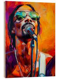 Wood print Snoop Dogg on the microphone