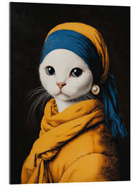Akrylbillede Cat with white pearl - DejaReve
