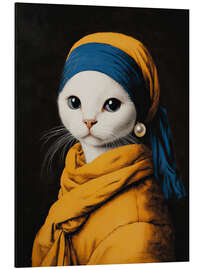 Aluminiumtavla Cat with white pearl - DejaReve