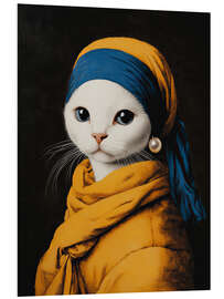 Foam board print Cat with white pearl