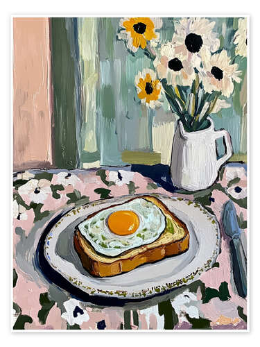 Poster Toast with fried egg and avocado