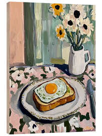 Holzbild Toast mit Spiegelei und Avocado - DejaReve