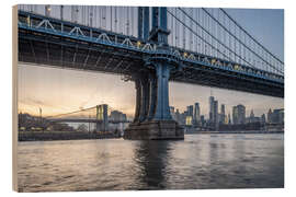 Tableau en bois Manhattan Bridge Sunset