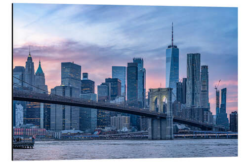 Tableau en aluminium New York Skyline mit Brooklyn Bridge