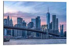 Tableau en aluminium New York Skyline mit Brooklyn Bridge