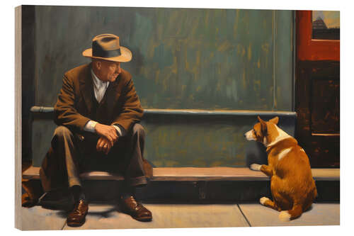 Wood print Waiting for Hopper