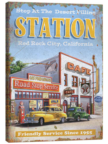 Canvas-taulu Desert Filling Station Red Rock City, California