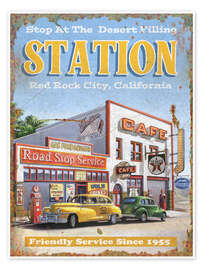 Wandbild Desert Filling Station Red Rock City, California - Georg Huber