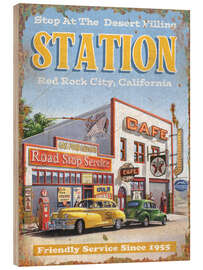Tableau en bois Desert Filling Station Red Rock City, California - Georg Huber