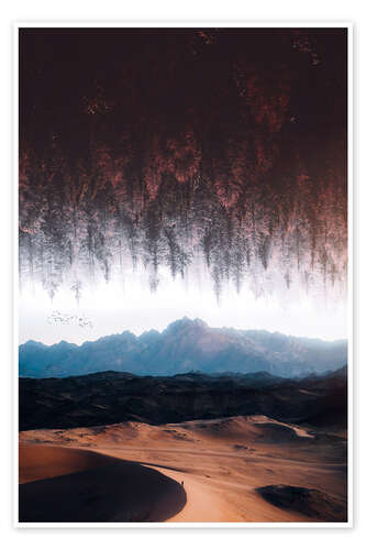 Poster Upside down forest in the desert landscape