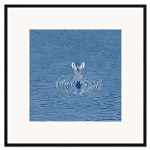 Kunsttryk i ramme Swimming zebra