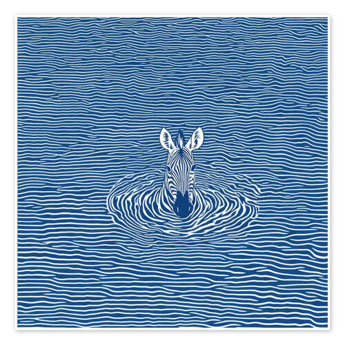 Poster Swimming zebra