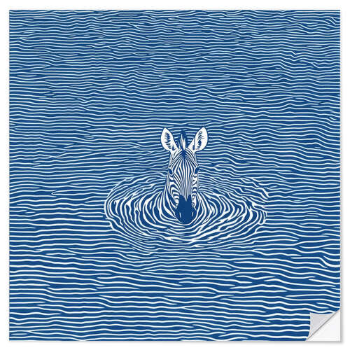 Adesivo murale Swimming zebra