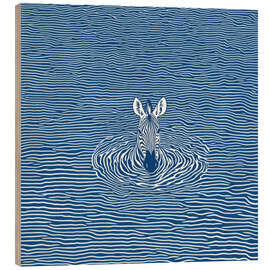Wood print Swimming zebra