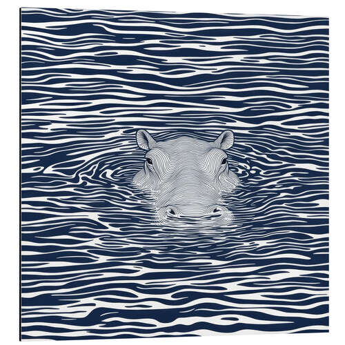 Aluminium print Swimming Hippo