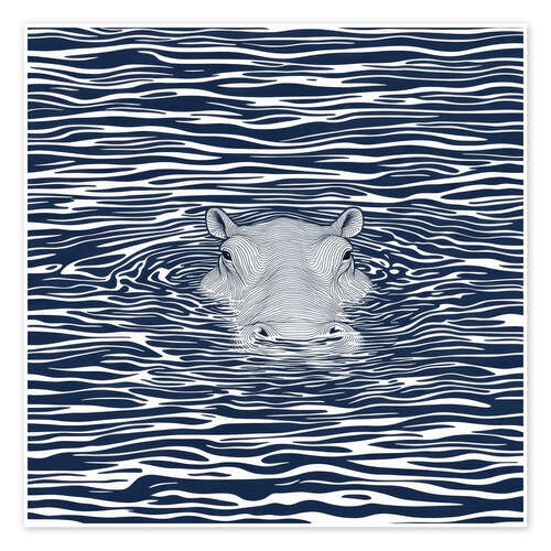 Plakat Swimming Hippo