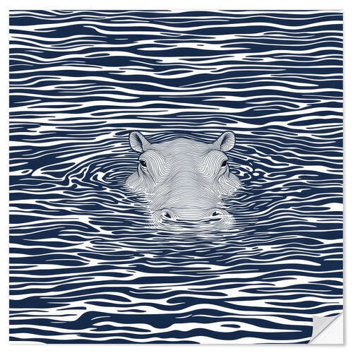 Vinilo para la pared Swimming Hippo
