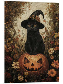 Akrylbilde Black kitten with pumpkin - Olga Telnova