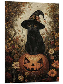 Obraz na PCV Black kitten with pumpkin
