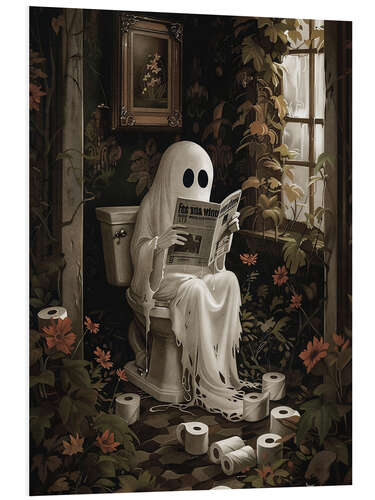 PVC-taulu Ghost reading newspaper on toilet