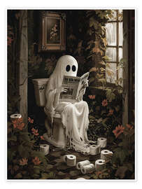 Póster Ghost reading newspaper on toilet - Olga Telnova