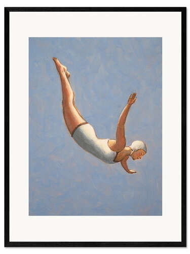 Framed art print Grey-Blue High Diver