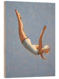 Tableau en bois Grey-Blue High Diver - Sarah Morrissette